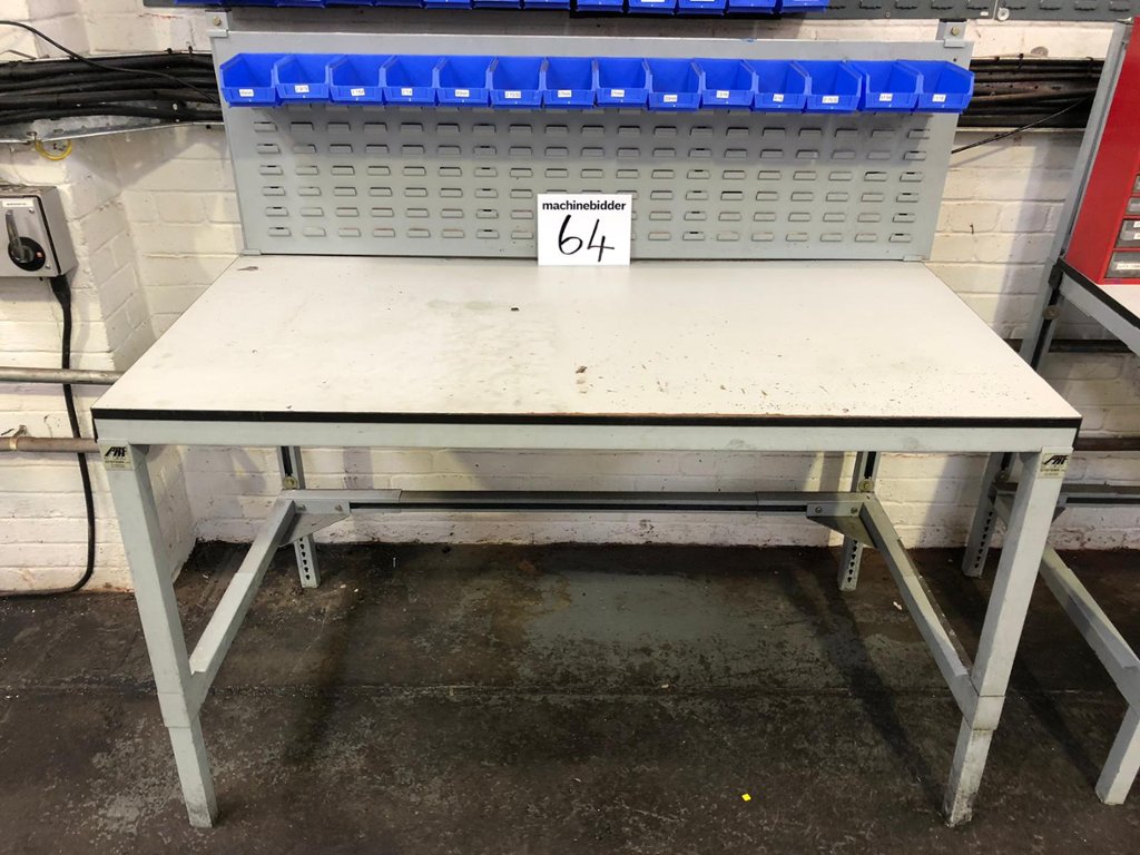 PAF Systems Workbench with Wood Top with Lin Bin Rack